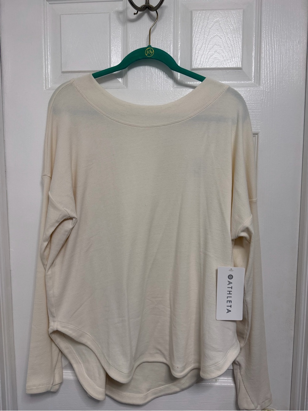 Athleta Cream Long-Sleeve Cozy Pullover Top